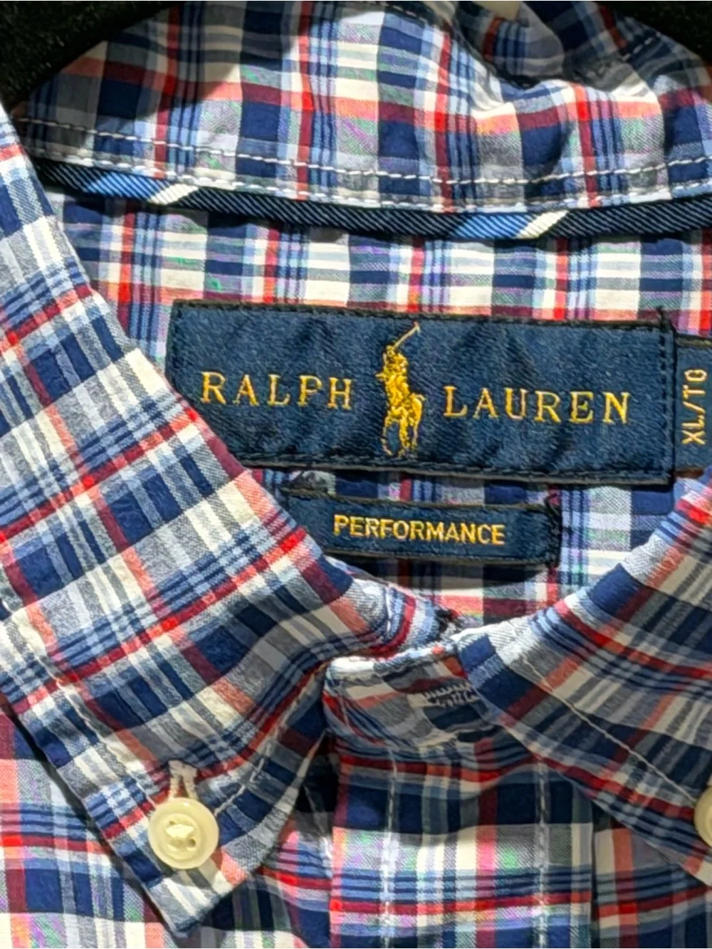 Boys Ralph Lauren Blue, White & Red Plaid Cotton Button-Down Shirt